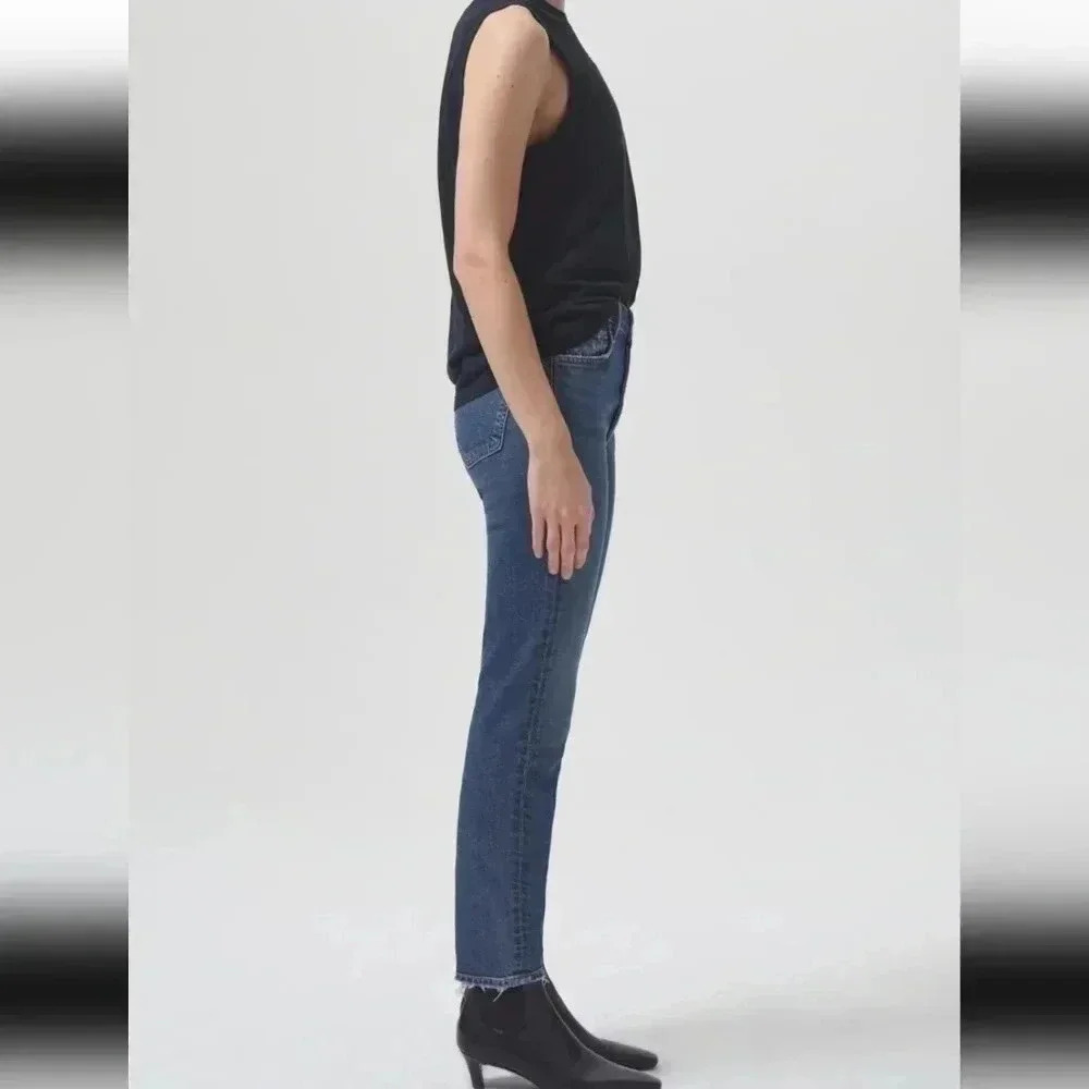 Agolde Women's High Rise Jeans - Dark Blue - Picture 4 of 9